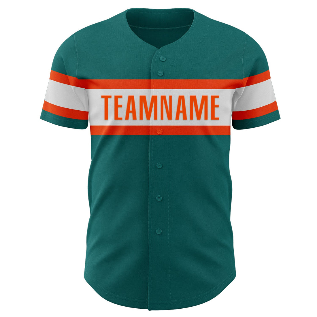 Custom Teal White-Orange Authentic Baseball Jersey