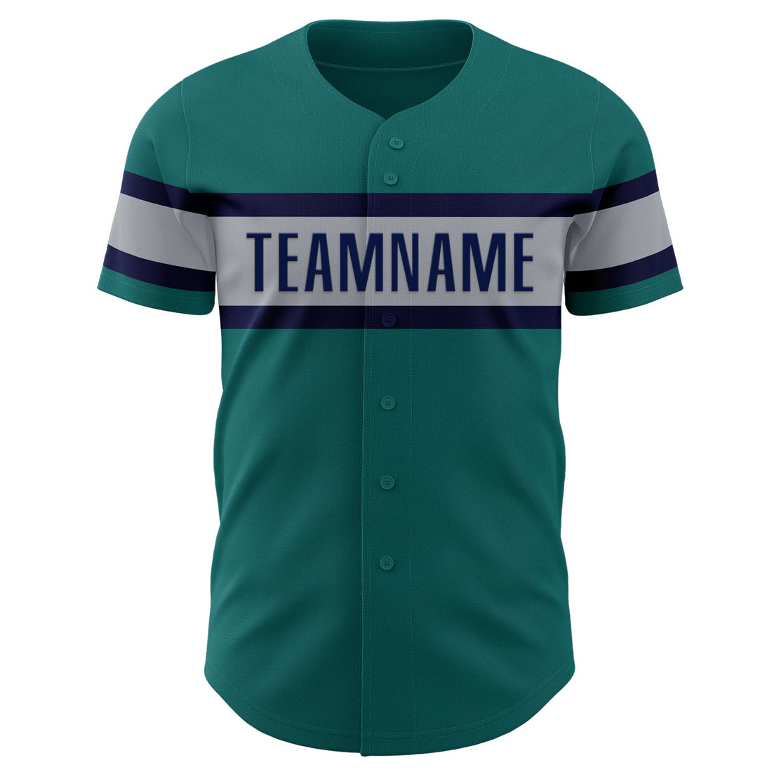 Custom Teal Gray-Navy Authentic Baseball Jersey