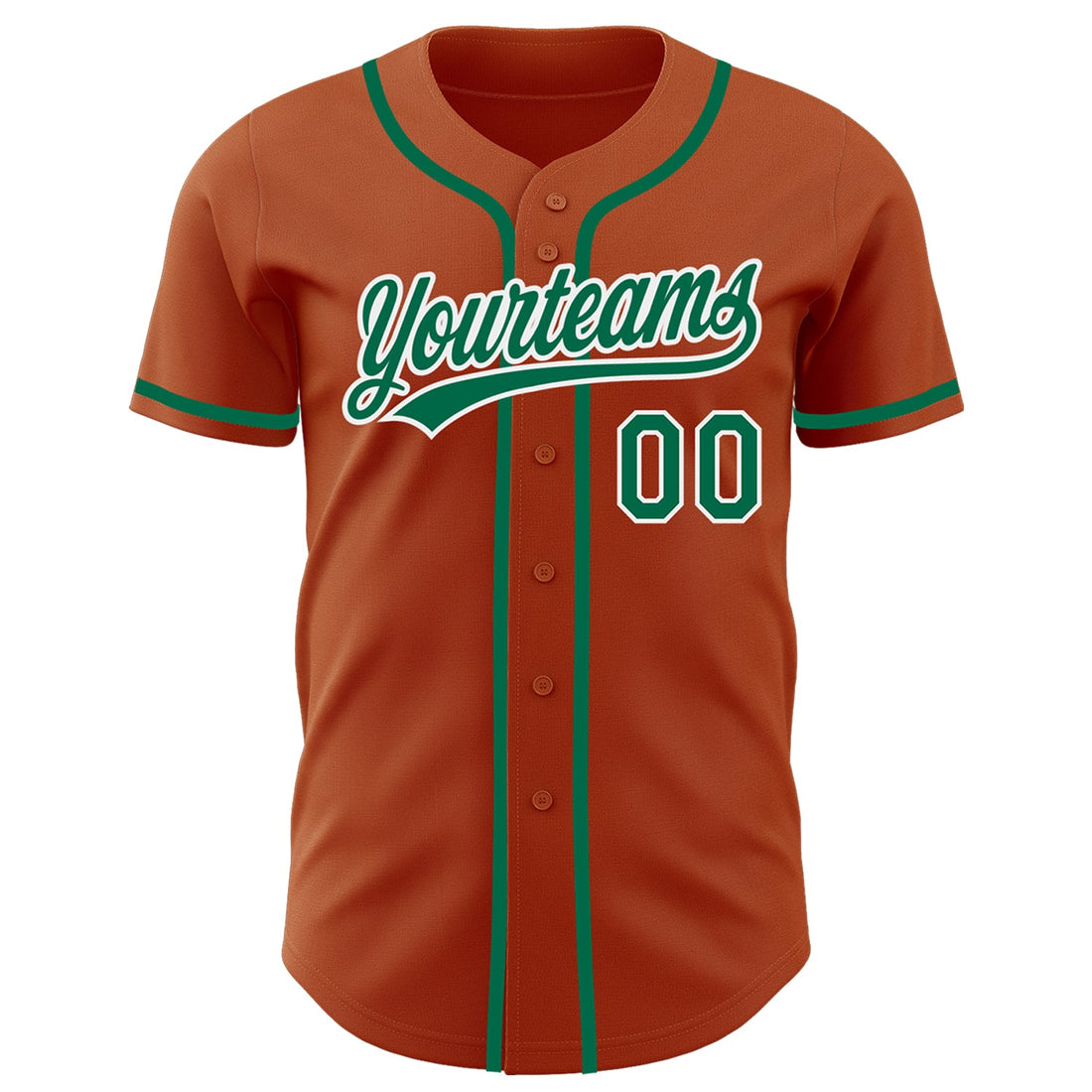 Custom Texas Orange Kelly Green-White Authentic Baseball Jersey