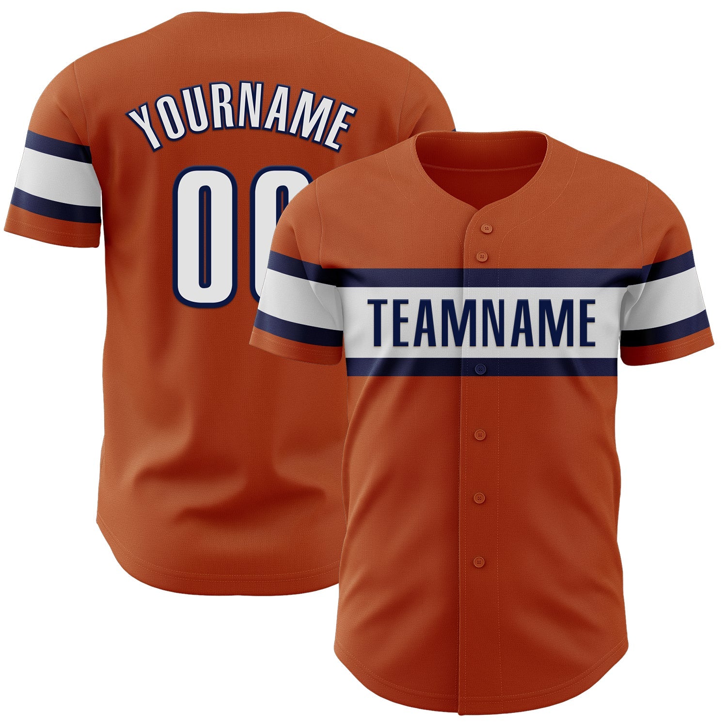 Custom Texas Orange White-Navy Authentic Baseball Jersey