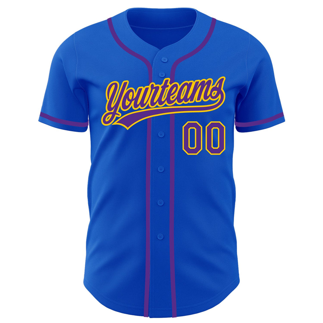 Custom Thunder Blue Purple-Yellow Authentic Baseball Jersey