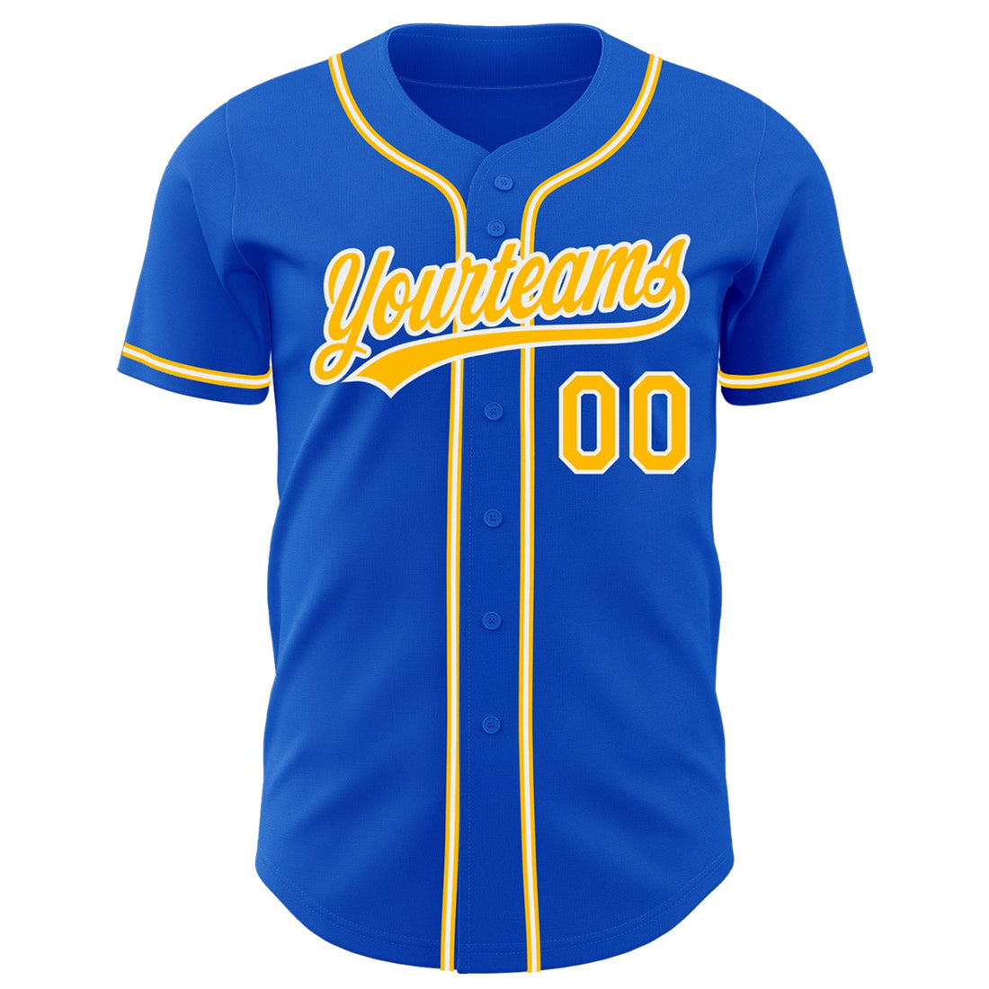 Custom Thunder Blue Gold-White Authentic Baseball Jersey