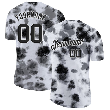 Custom Tie Dye Black-White 3D Steel Performance T-Shirt