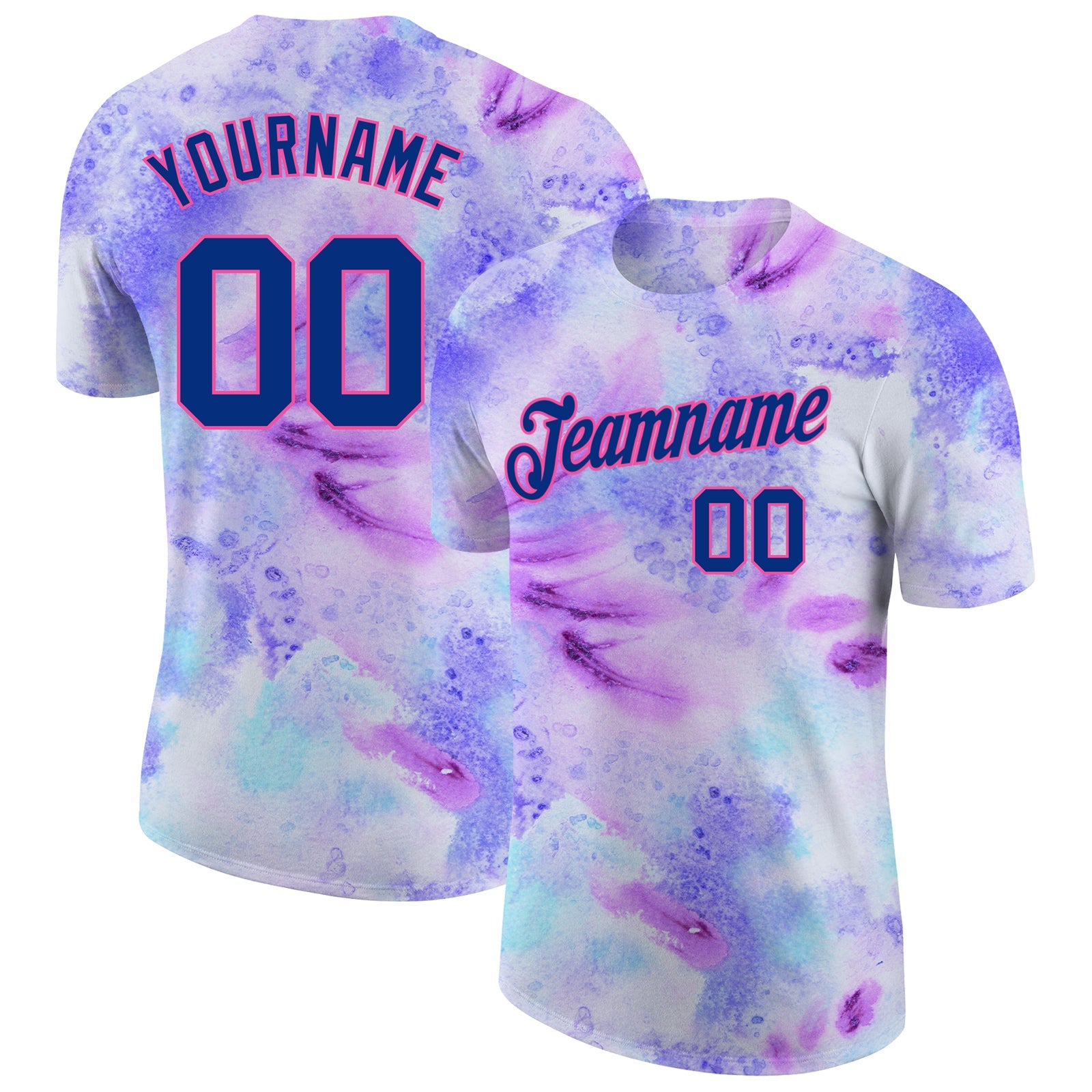 Custom Tie Dye Royal-Pink 3D Performance T-Shirt