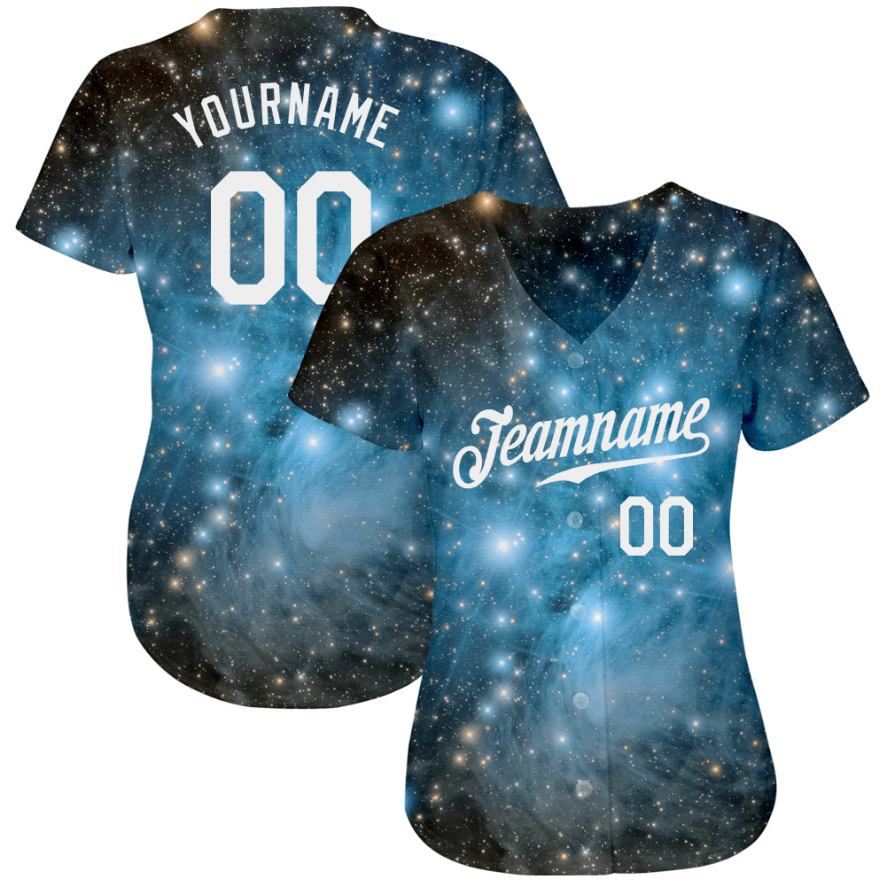 Custom Tie Dye White-Black 3D Authentic Baseball Jersey