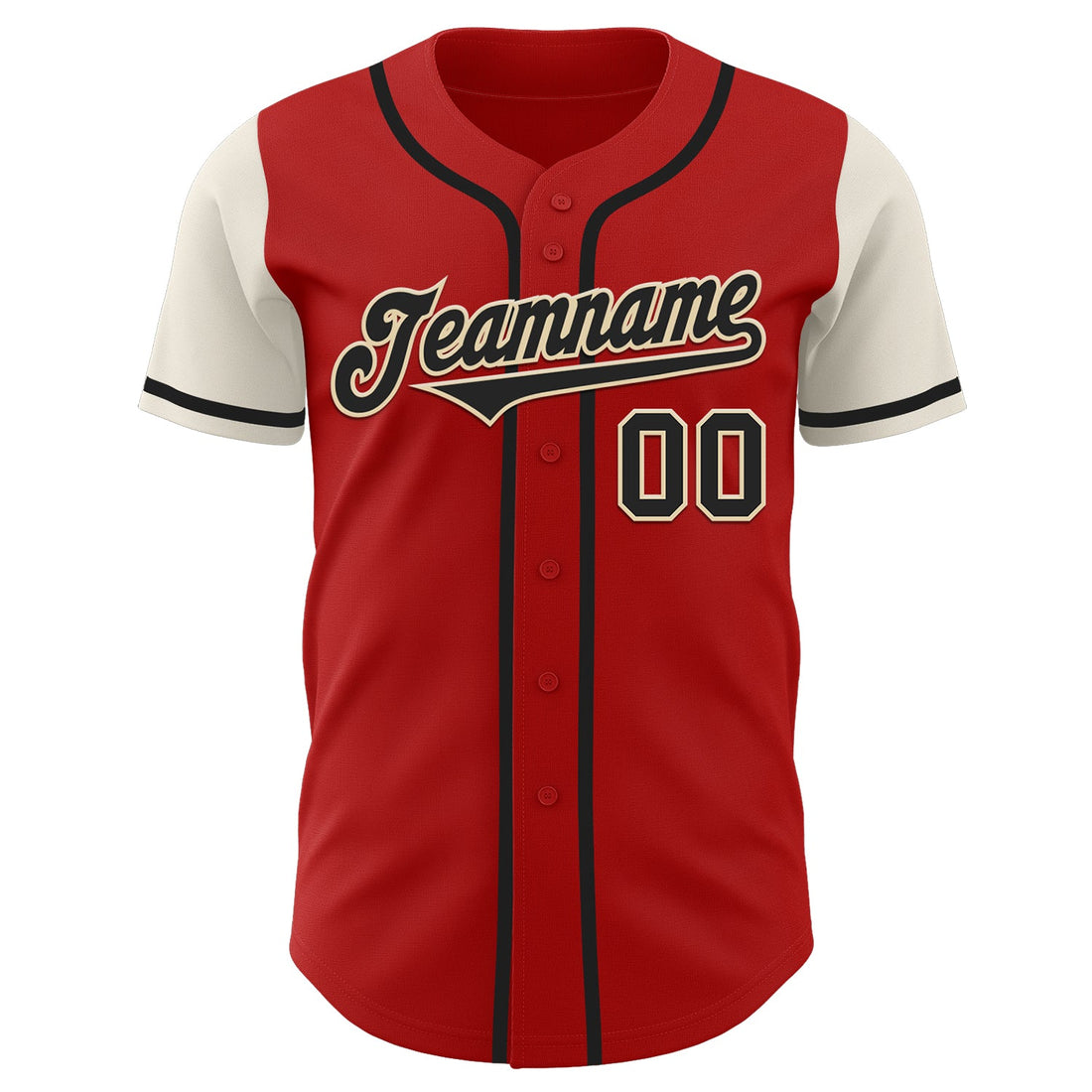 Custom Red Black-Cream Authentic Two Tone Baseball Jersey