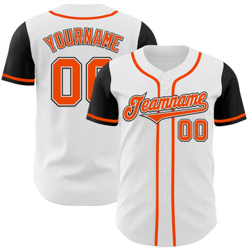 Custom White Orange-Black Authentic Two Tone Baseball Jersey