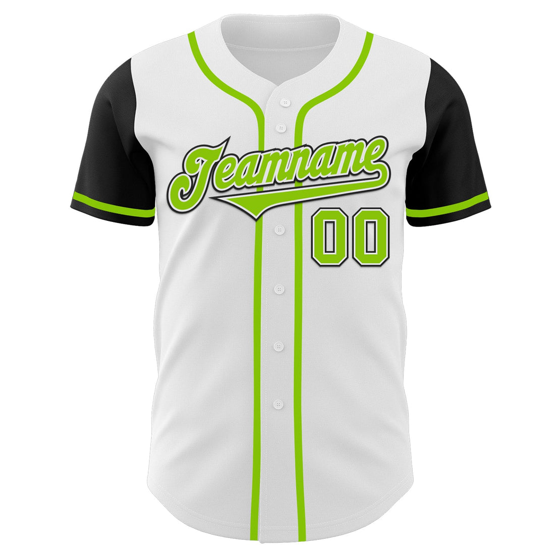 Custom White Neon Green-Black Authentic Two Tone Baseball Jersey