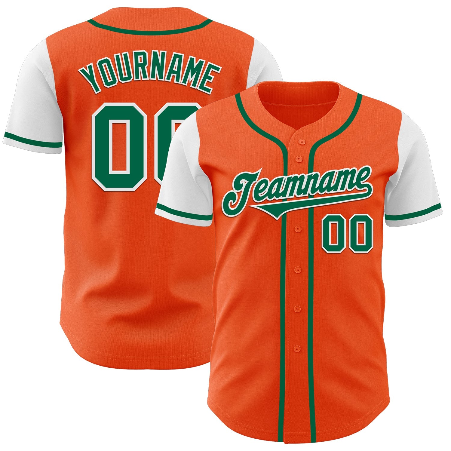 Custom Orange Kelly Green-White Authentic Two Tone Baseball Jersey