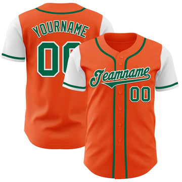 Custom Orange Kelly Green-White Authentic Two Tone Baseball Jersey