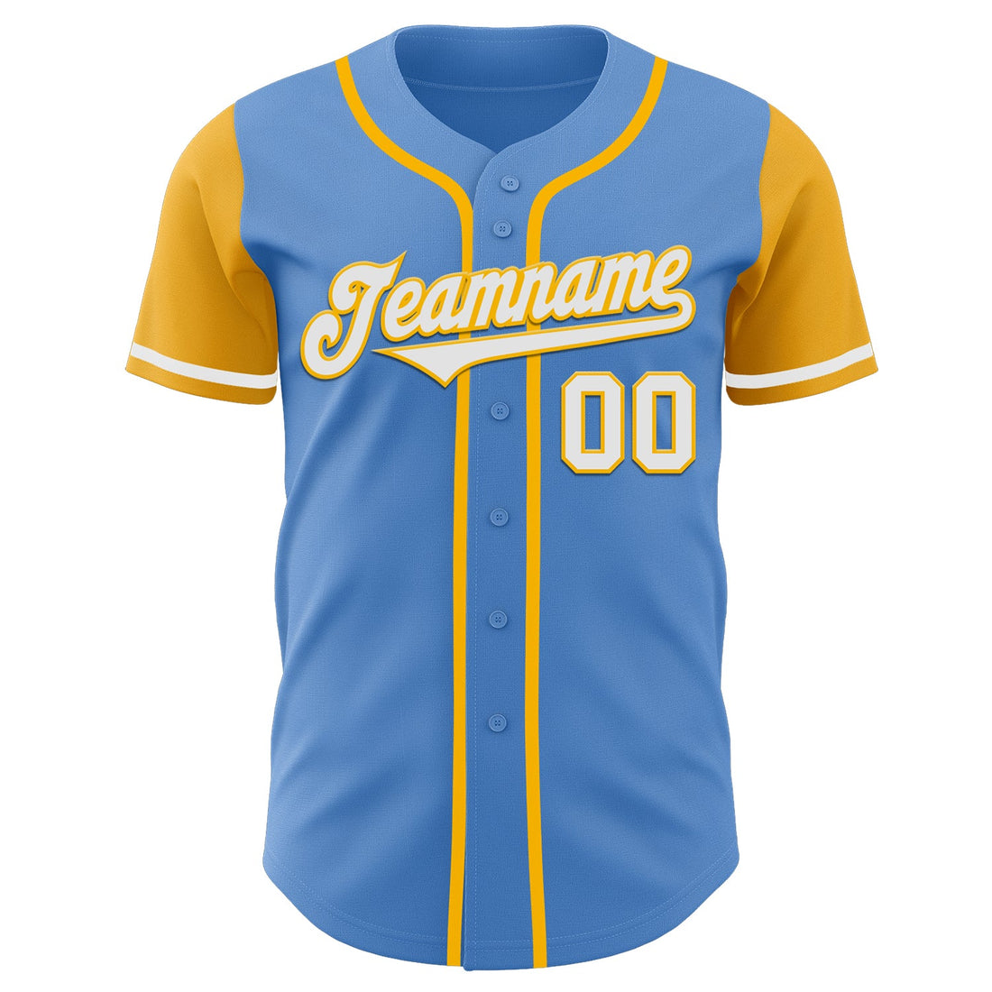 Custom Powder Blue White-Gold Authentic Two Tone Baseball Jersey