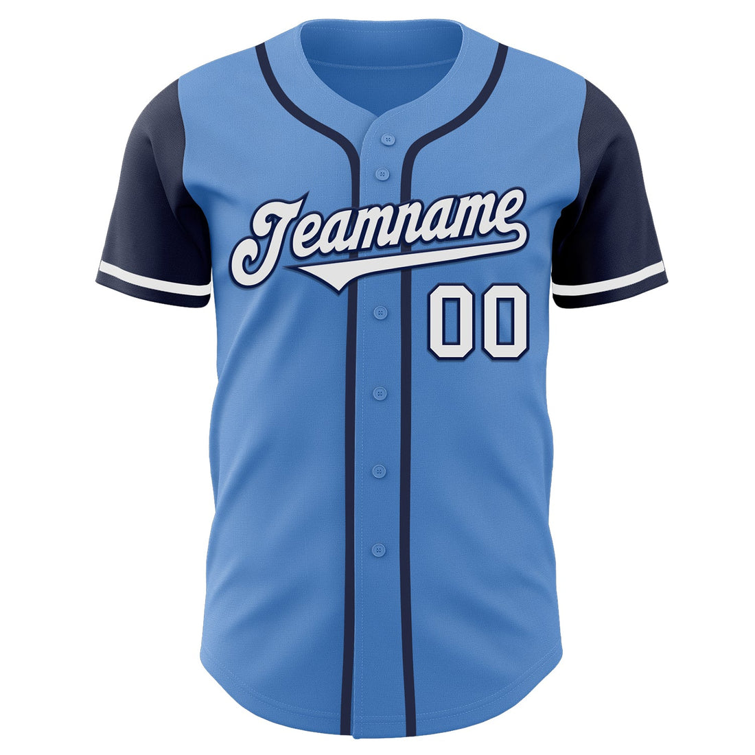 Custom Powder Blue White-Navy Authentic Two Tone Baseball Jersey