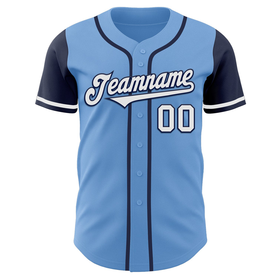 Custom Light Blue White-Navy Authentic Two Tone Baseball Jersey