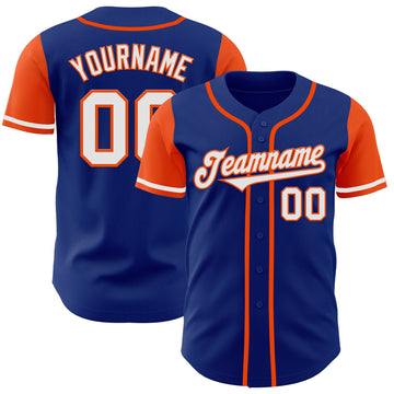 Custom Royal White-Orange Authentic Two Tone Baseball Jersey