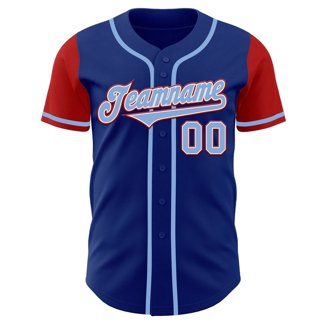 Custom Royal Light Blue-Red Authentic Two Tone Baseball Jersey