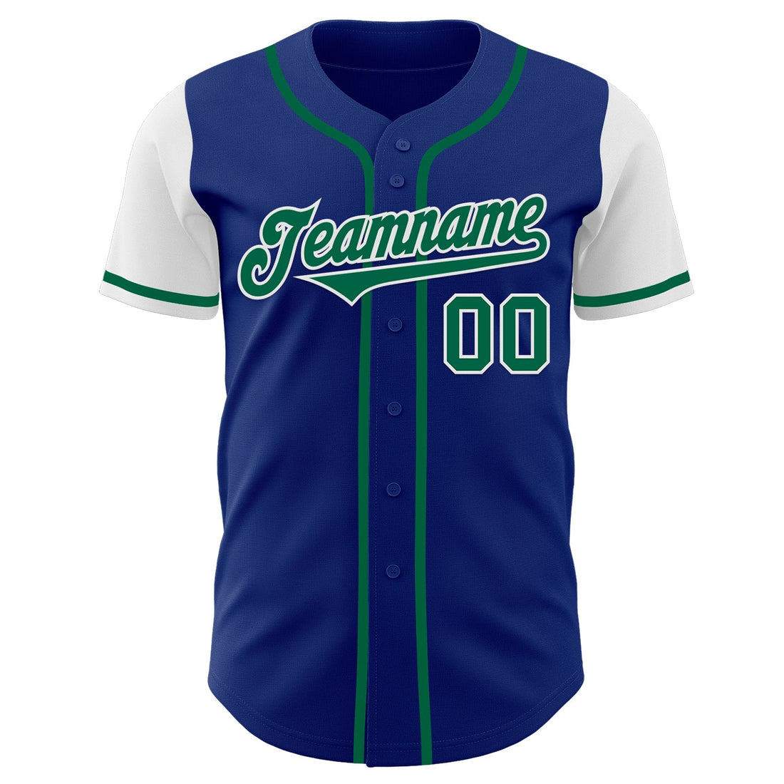 Custom Royal Kelly Green-White Authentic Two Tone Baseball Jersey