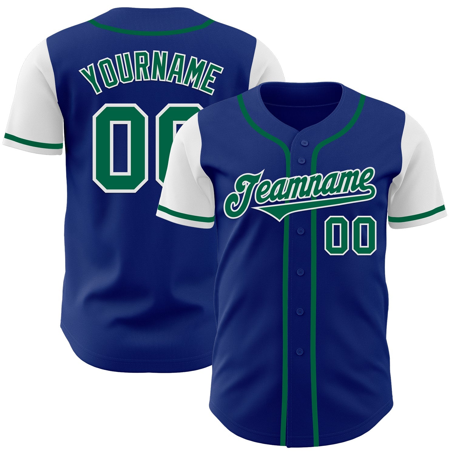 Custom Royal Kelly Green-White Authentic Two Tone Baseball Jersey