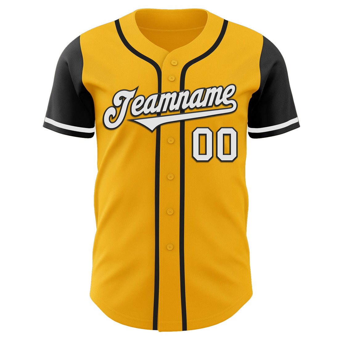 Custom Gold White-Black Authentic Two Tone Baseball Jersey