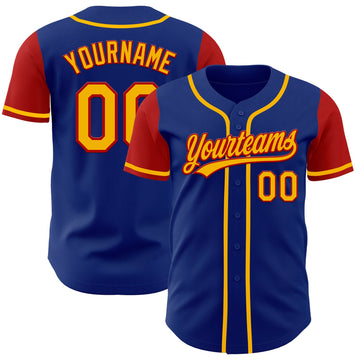 Custom Royal Gold-Red Authentic Two Tone Baseball Jersey