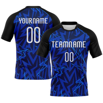 Custom Navy Thunder Blue-Black Lightning Sublimation Volleyball Uniform Jersey