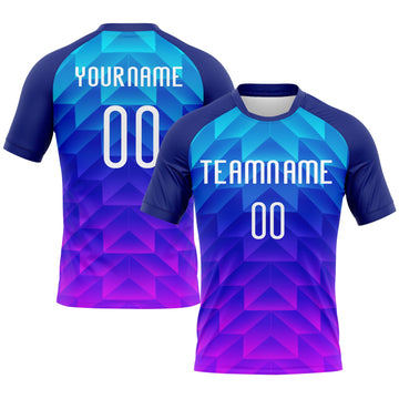 Custom Royal White-Pink Geometric Shape Sublimation Volleyball Uniform Jersey