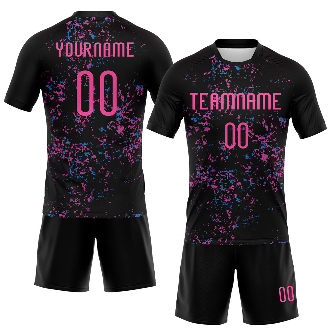 Custom Black Pink-Light Blue Abstract Fragment Art Sublimation Volleyball Uniform Jersey