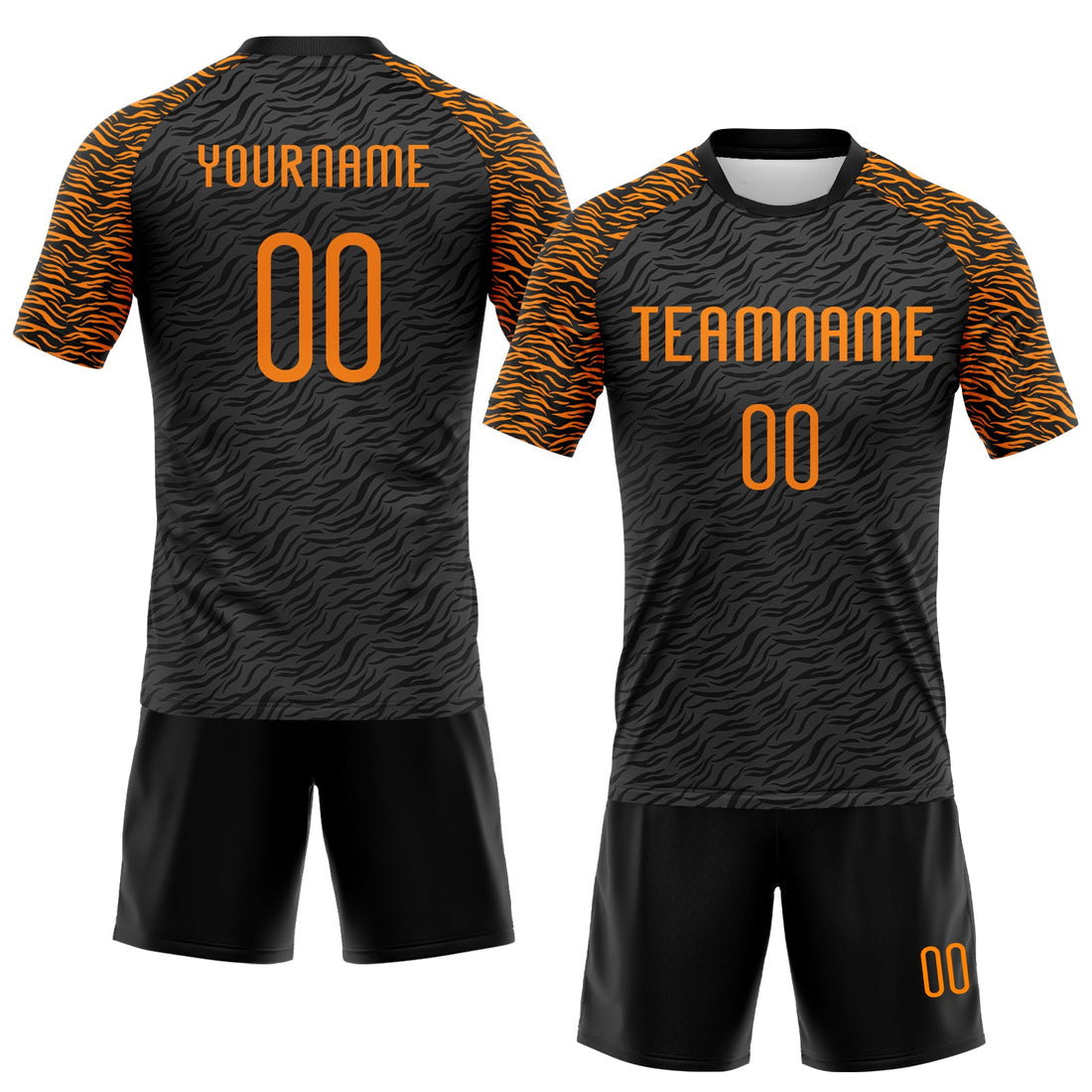 Custom Black Bay Orange Animal Print Sublimation Volleyball Uniform Jersey