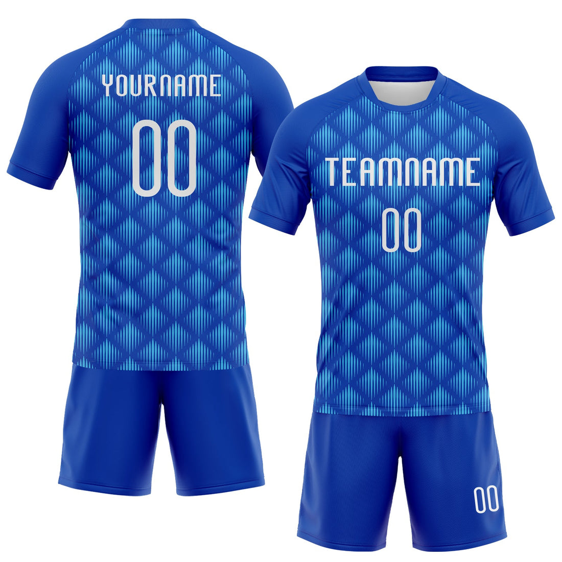 Custom Thunder Blue White-Sky Blue Geometric Shape Sublimation Volleyball Uniform Jersey