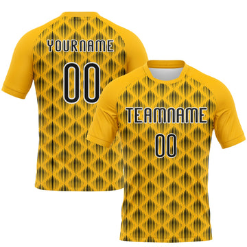 Custom Gold Black-White Geometric Shape Sublimation Volleyball Uniform Jersey