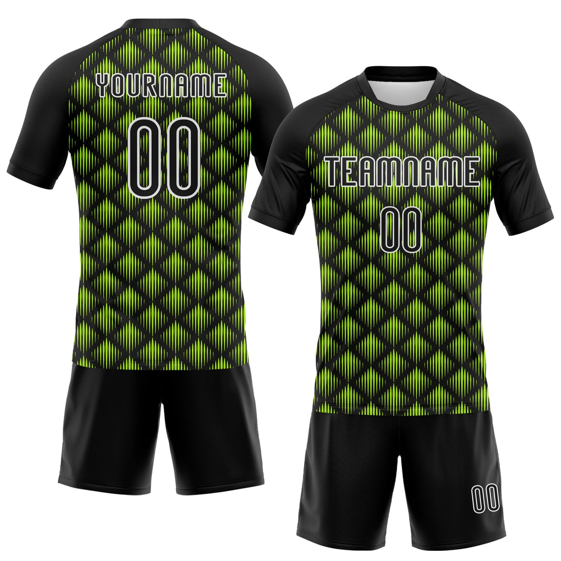 Custom Black White-Neon Green Geometric Shape Sublimation Volleyball Uniform Jersey