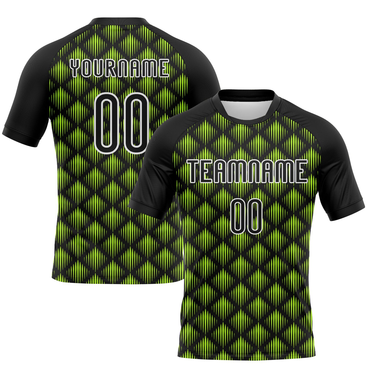 Custom Black White-Neon Green Geometric Shape Sublimation Volleyball Uniform Jersey