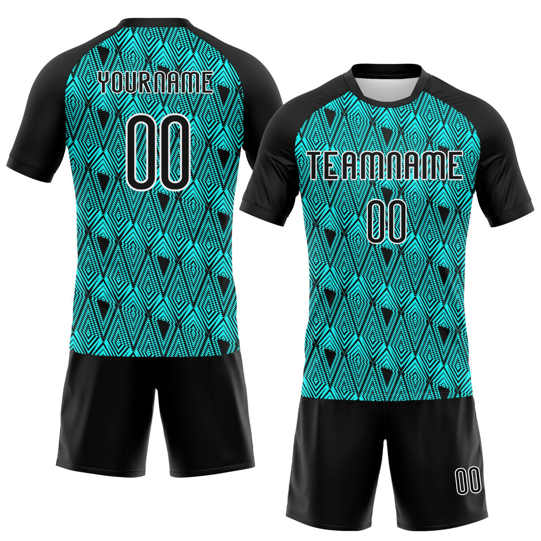 Custom Lakes Blue Black-White Geometric Shape Sublimation Volleyball Uniform Jersey