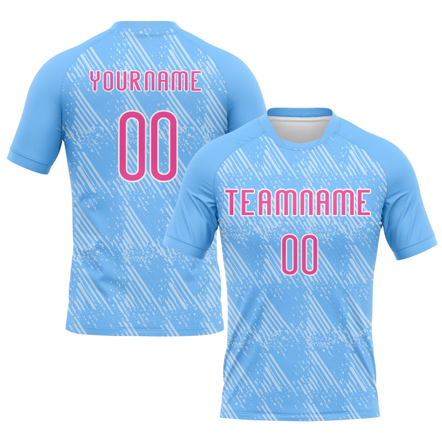 Custom Electric Blue Pink-White Lines Splatter Art Sublimation Volleyball Uniform Jersey