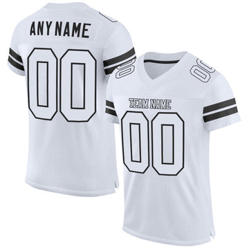 Custom White White-Black Mesh Authentic Football Jersey