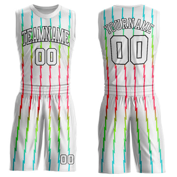 Custom White White-Red Round Neck Sublimation Basketball Suit Jersey