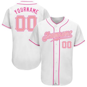 Custom White Medium Pink-Pink Authentic Baseball Jersey