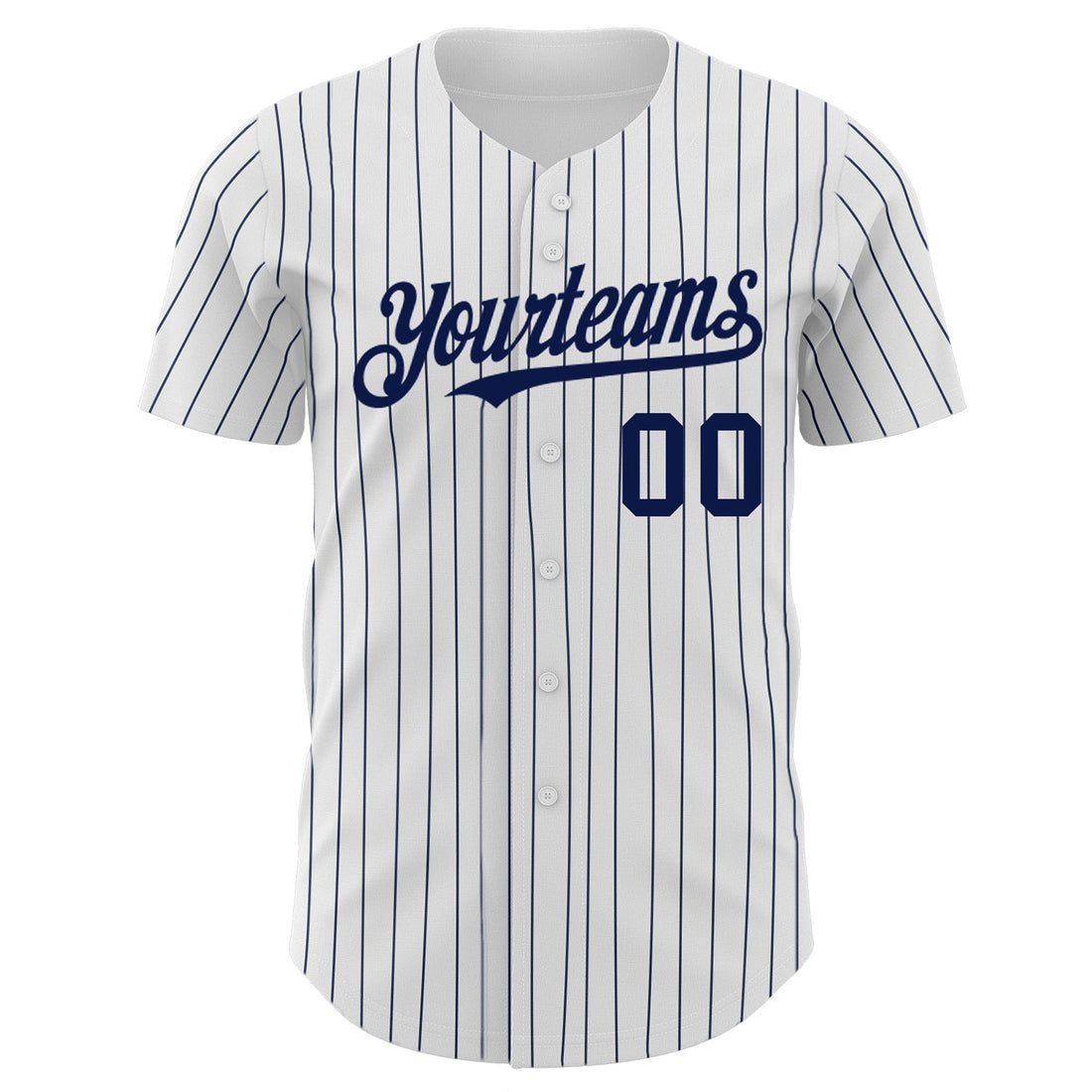 Custom White Navy Pinstripe Navy Authentic Baseball Jersey