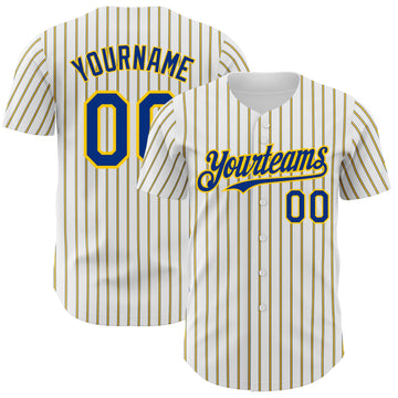 Custom White (Royal Yellow Pinstripe) Royal-Yellow Authentic Baseball Jersey