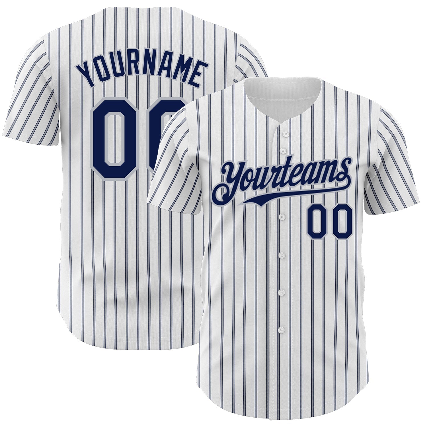 Custom White (Navy Gray Pinstripe) Navy-Gray Authentic Baseball Jersey