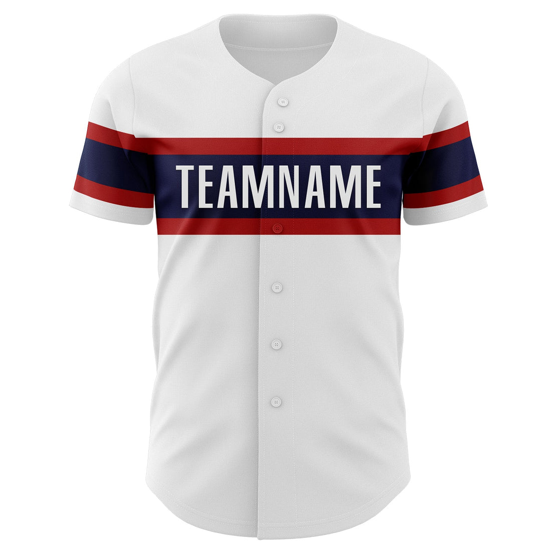 Custom White Red-Navy Authentic Baseball Jersey