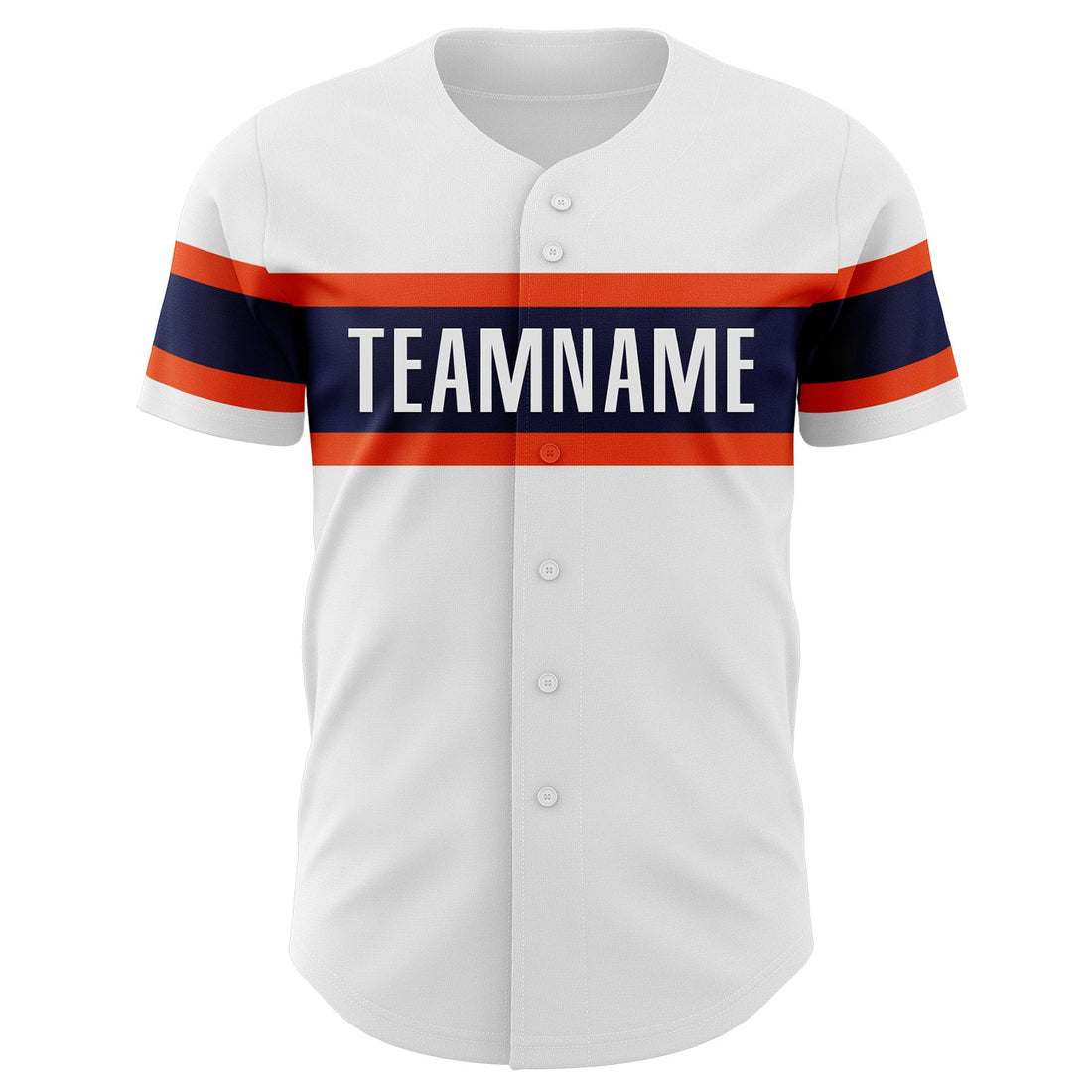 Custom White Navy-Orange Authentic Baseball Jersey