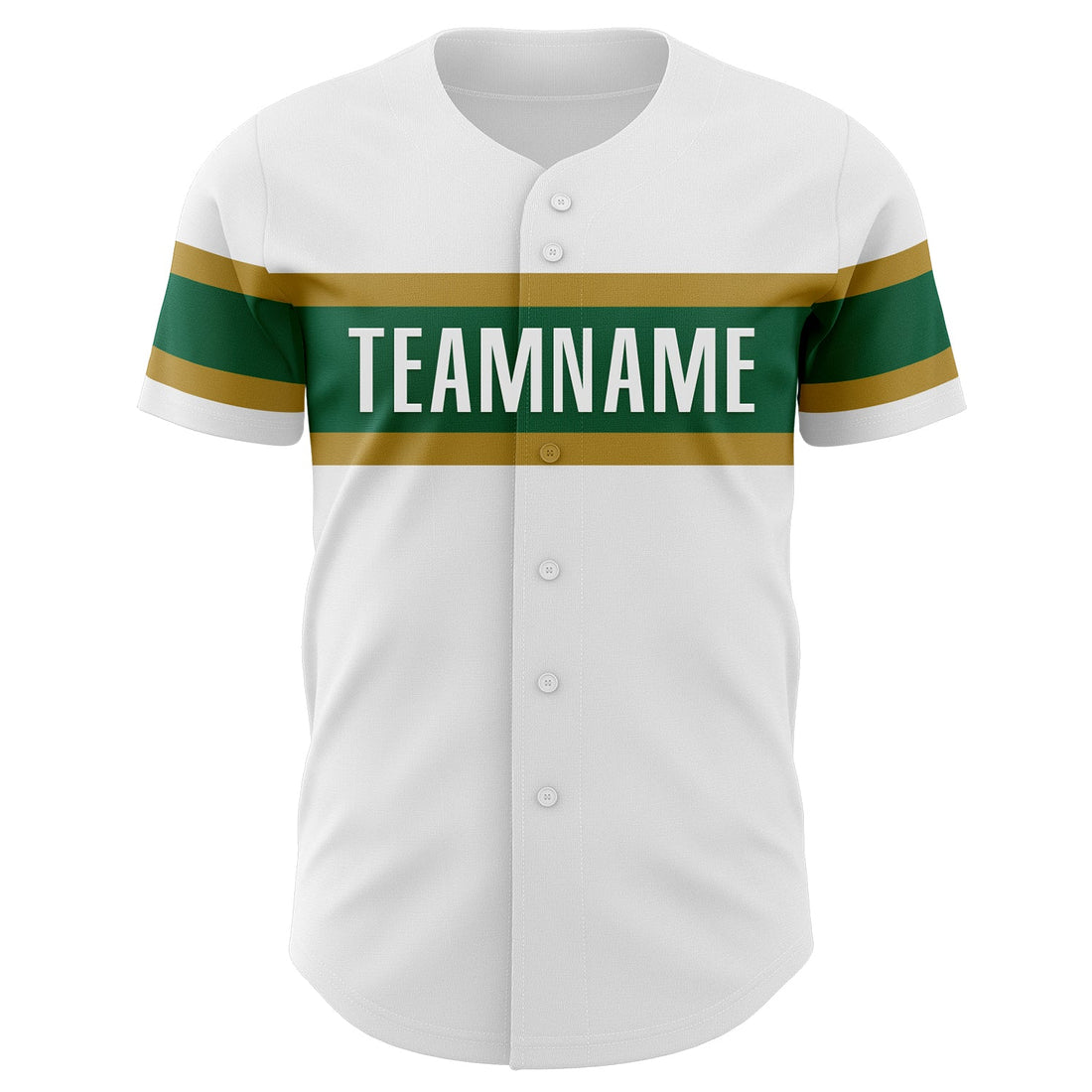 Custom White Kelly Green-Old Gold Authentic Baseball Jersey