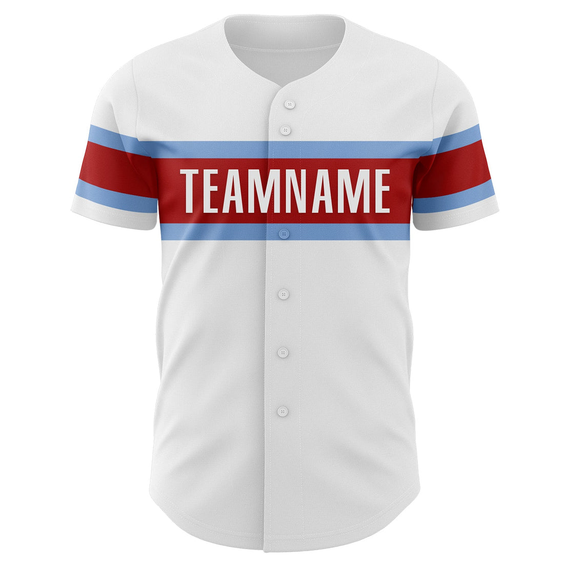 Custom White Red-Light Blue Authentic Baseball Jersey