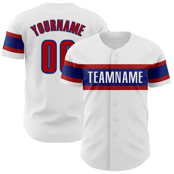 Custom White Red-Royal Authentic Baseball Jersey