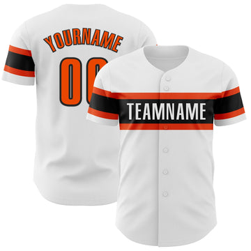 Custom White Orange-Black Authentic Baseball Jersey