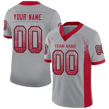 Custom Light Gray Red-Black Mesh Drift Fashion Football Jersey