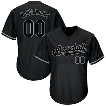 Custom Black Black-Gray Authentic Throwback Rib-Knit Baseball Jersey Shirt