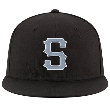 Custom Black Light Gray-White Stitched Adjustable Snapback Hat