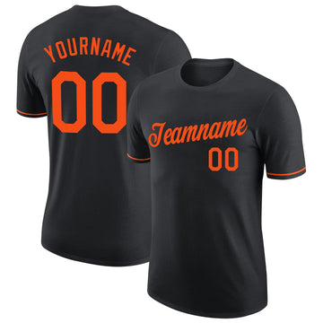 Custom Black Orange Performance T-Shirt