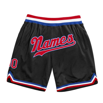 Custom Black Red-Royal Authentic Throwback Basketball Shorts